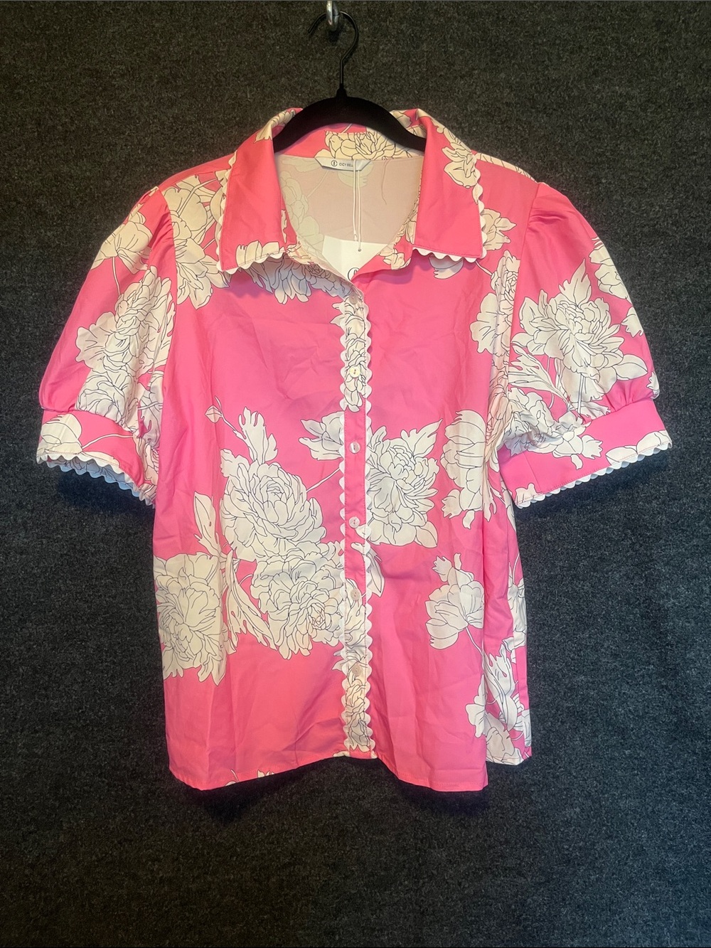 Women's Pink Floral Button-Down Shirt